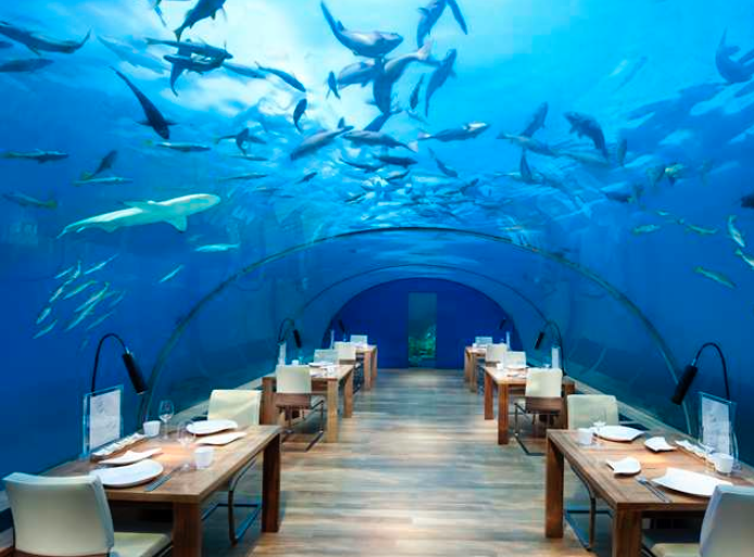 Restaurante submerso nas Ilhas maldivas